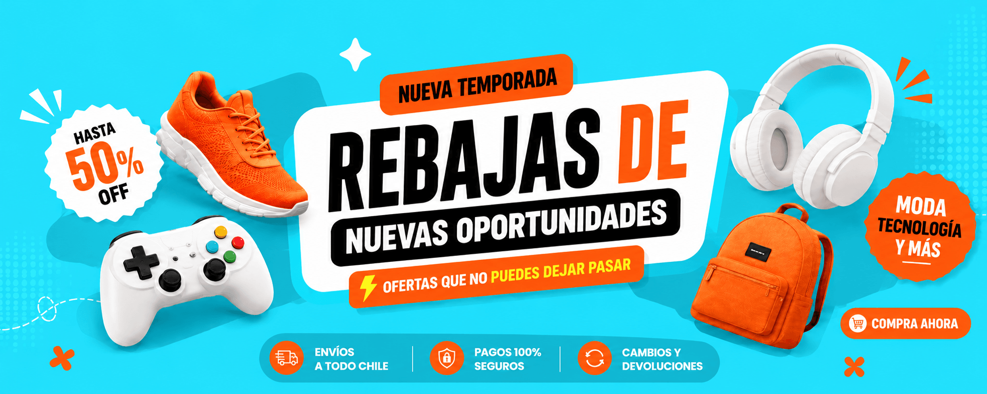 Rebajas de nueva temporada en moda y tecnología: hasta 50 % de descuento, envíos a todo Chile y cambios sin costo