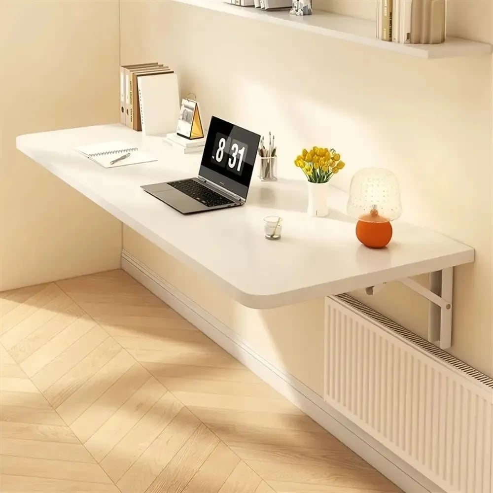 Estante Mesa Escritorio Plegable De Pared En Madera Blanco