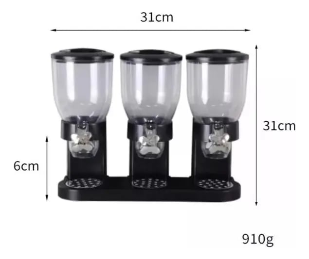 Dispensador Triple Cereal Granos Dulces Frutos Secos Pro Xl Color Negro