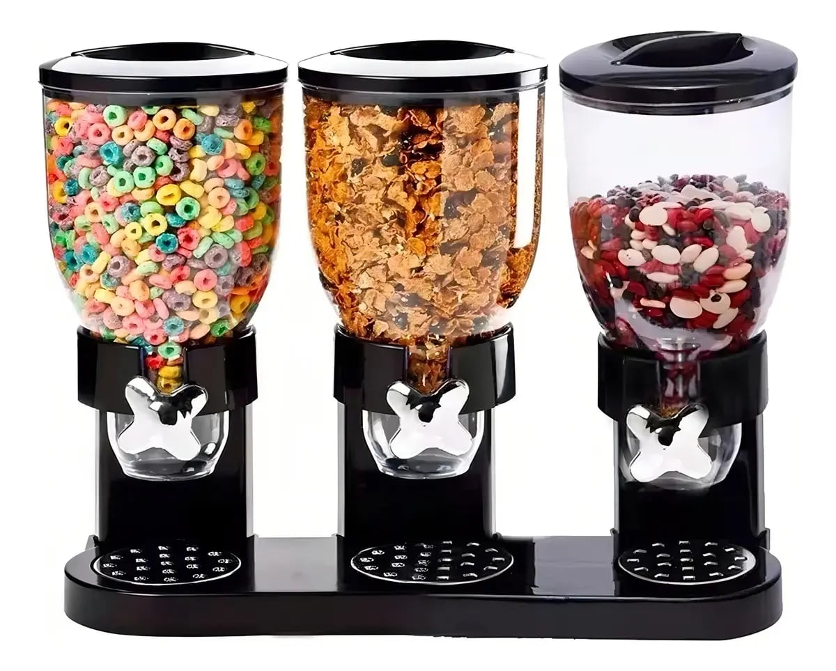 Dispensador Triple Cereal Granos Dulces Frutos Secos Pro Xl Color Negro