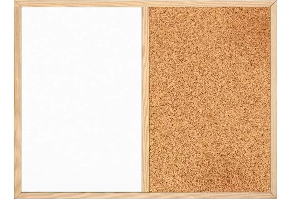 Pizarra Mixta Corcho + Acrilico 60x90 Marco Madera